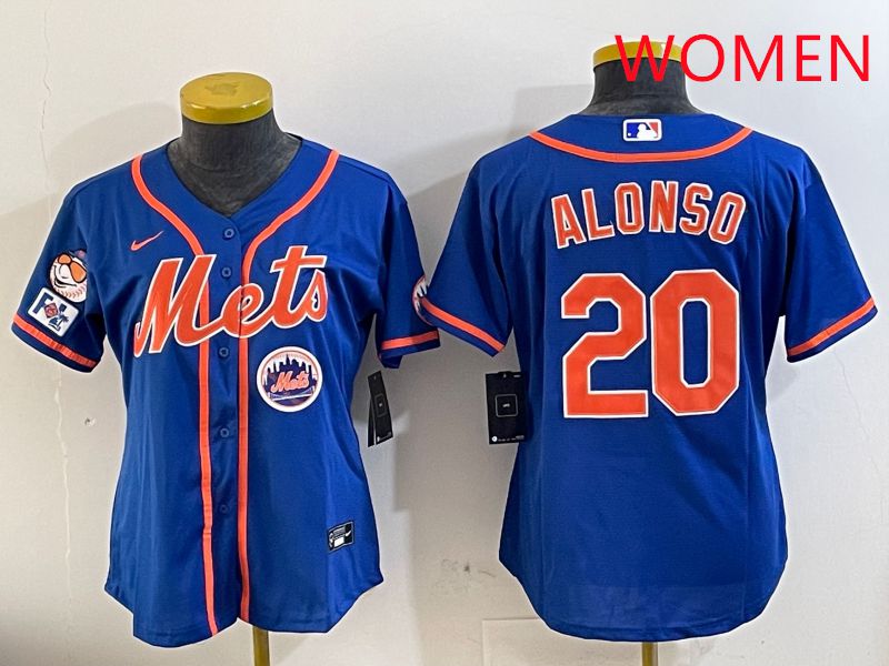 Women New York Mets #20 Alonso Blue Game Fashion 2025 Nike MLB Jersey style 5